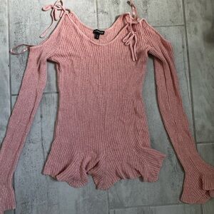 Express Pink Knit Cold Shoulder Top